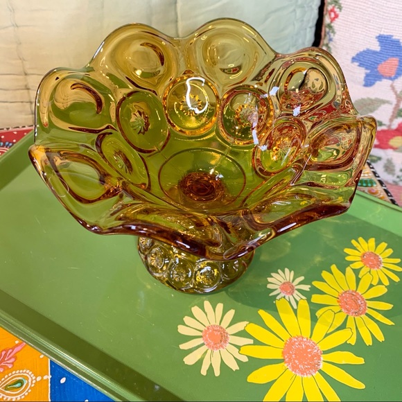Amber Glass Compote - Picture 2 of 8